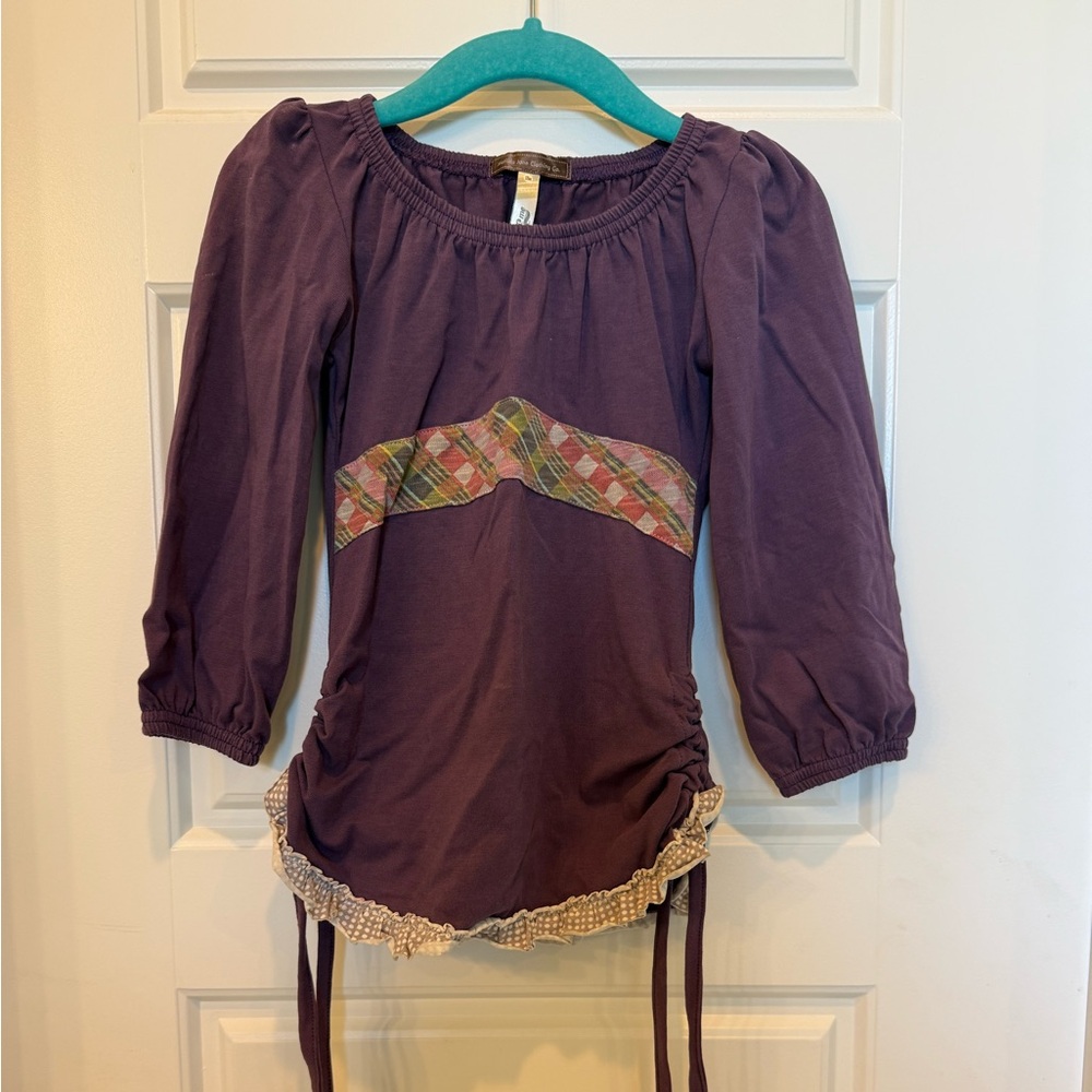 Matilda Jane Purple Long Sleeve Top with Plaid Accent